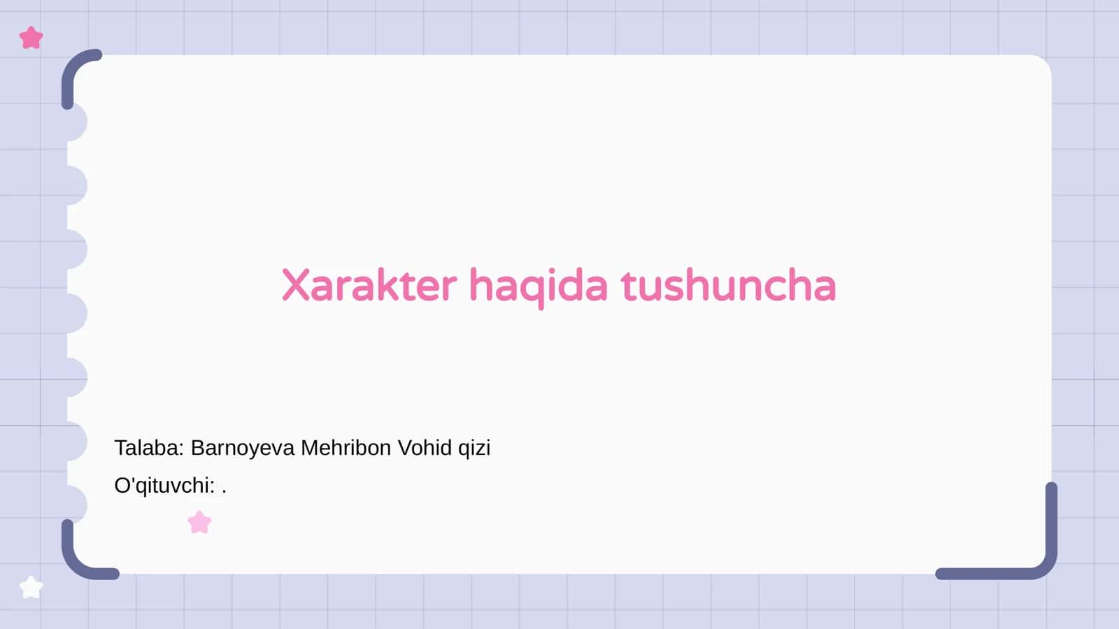 Xarakter haqida tushuncha