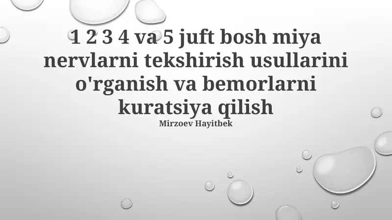 1 2 3 4 va 5 juft bosh miya nervlarni tekshirish