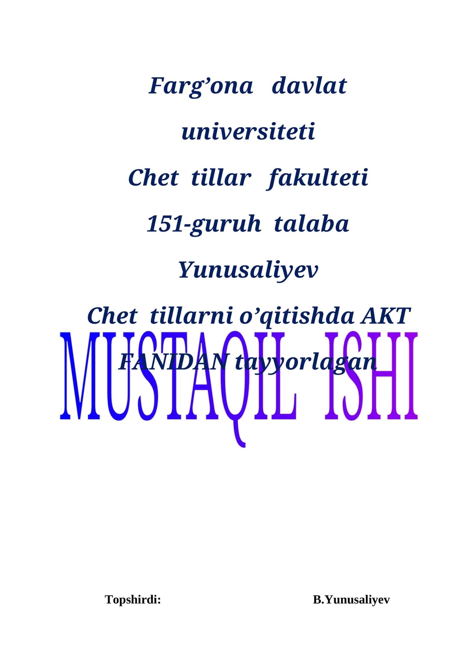 Microsoft Word dasturi “Glavnaya” bo’limi