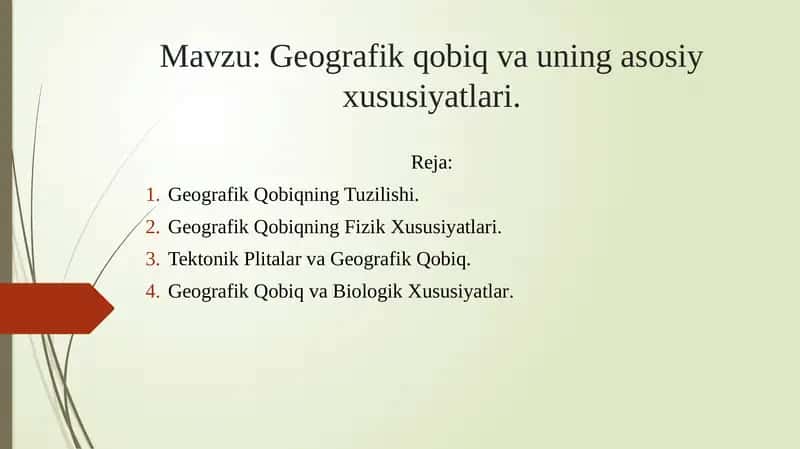 Geografik Qobiqning Asosiy Xususiyatlari