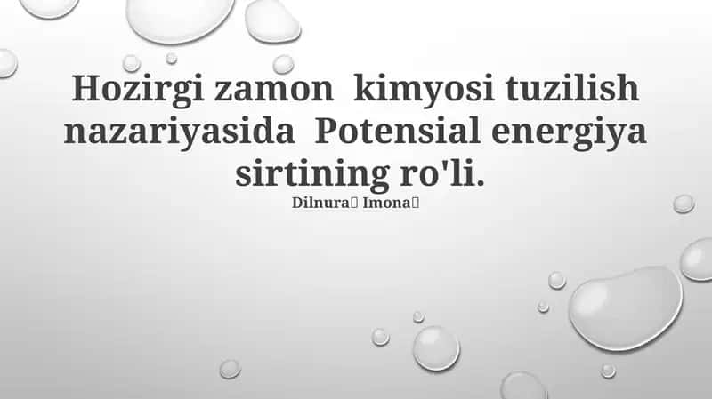 Potensial energiya sirtining ro'li