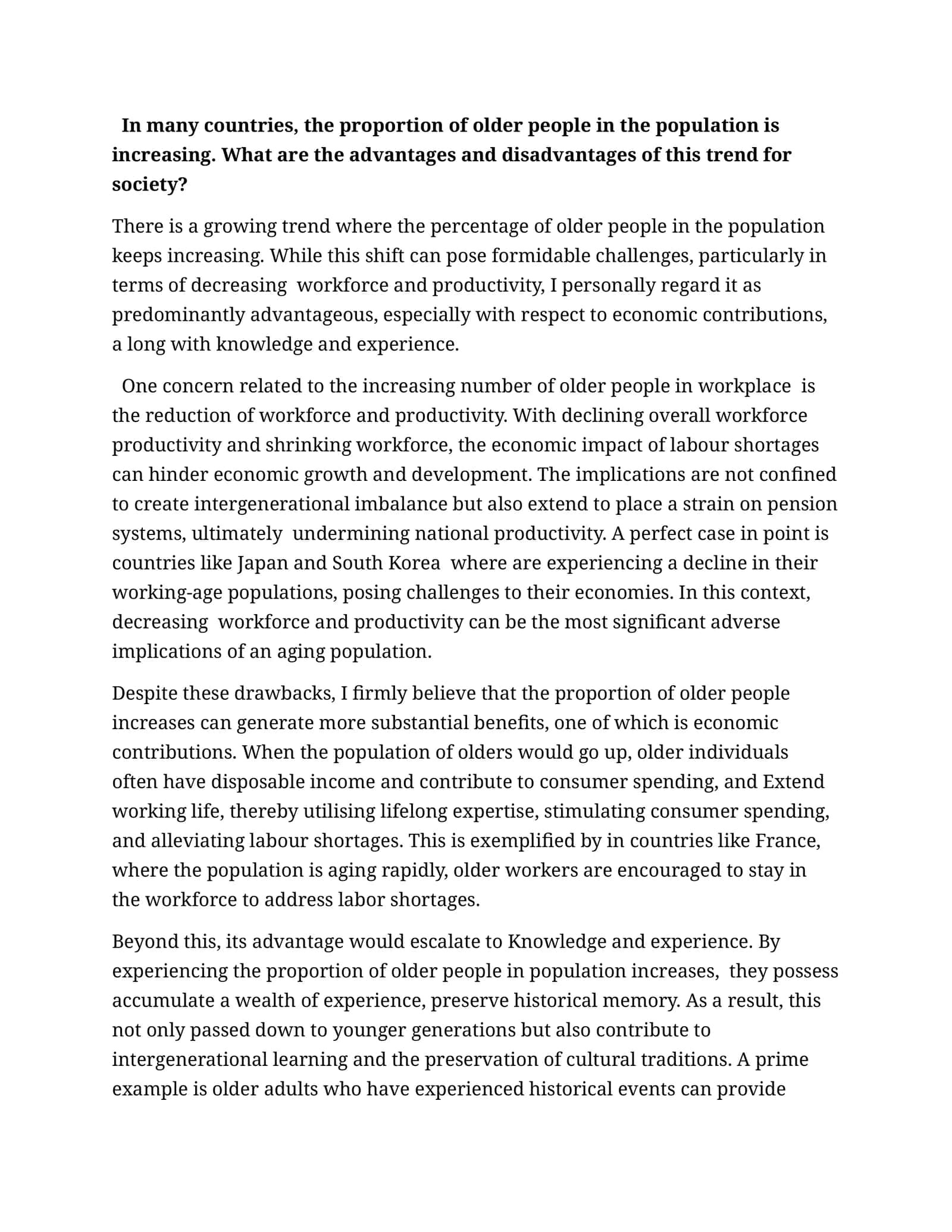 Advantages and Disadvantages of Increasing Older Population