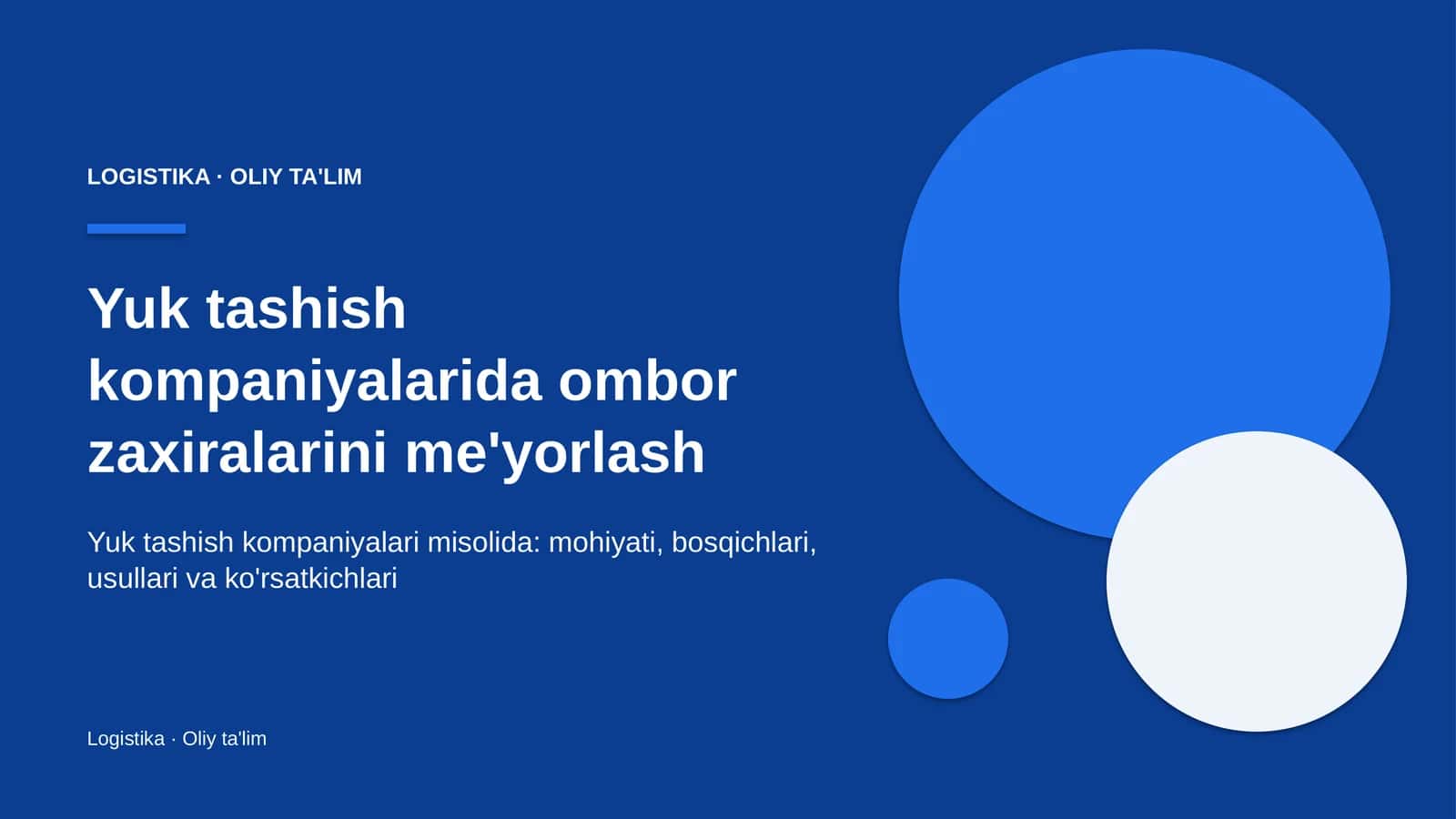 Yuk tashish kompaniyalarida ombor zaxiralarini me'yorlash
