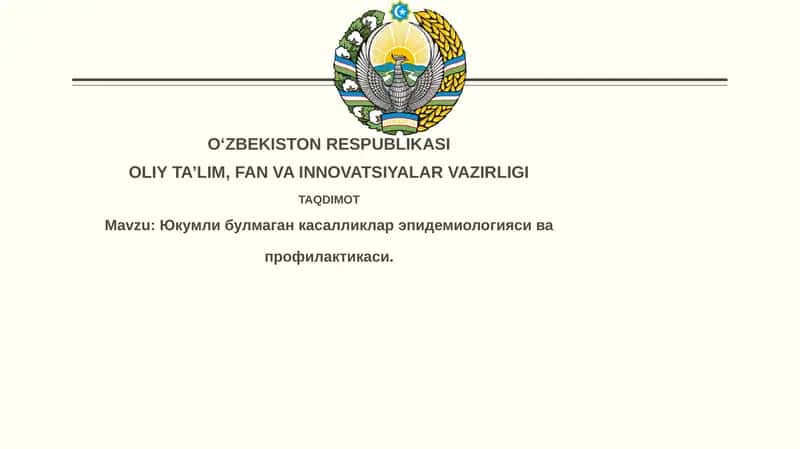 Noyob yuqumli bo'lmagan kasalliklar epidemiologiyasi va profilaktikasi
