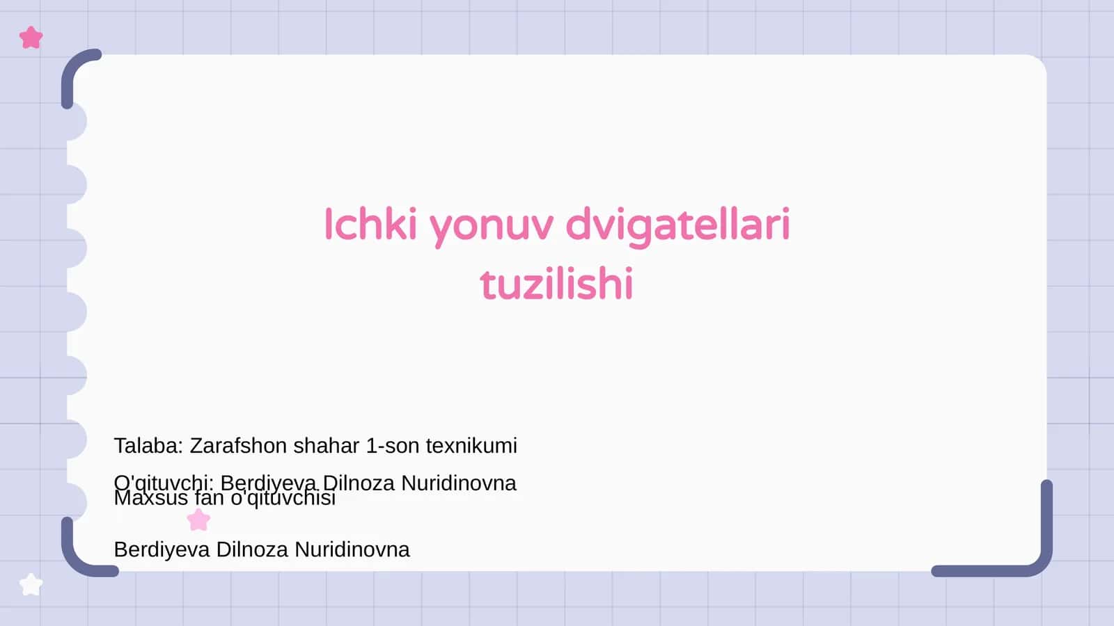Ichki yonuv dvigatellari tuzilishi