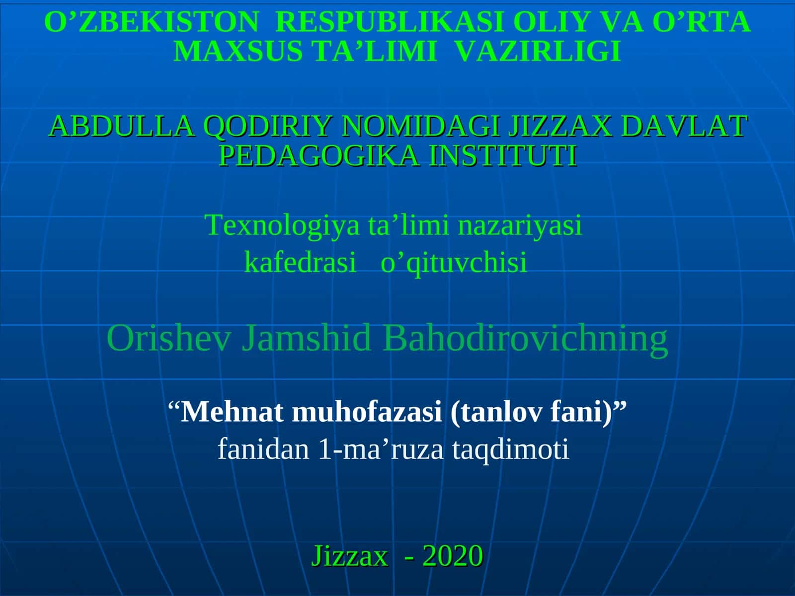 Mehnat muhofazasi (tanlov fani)