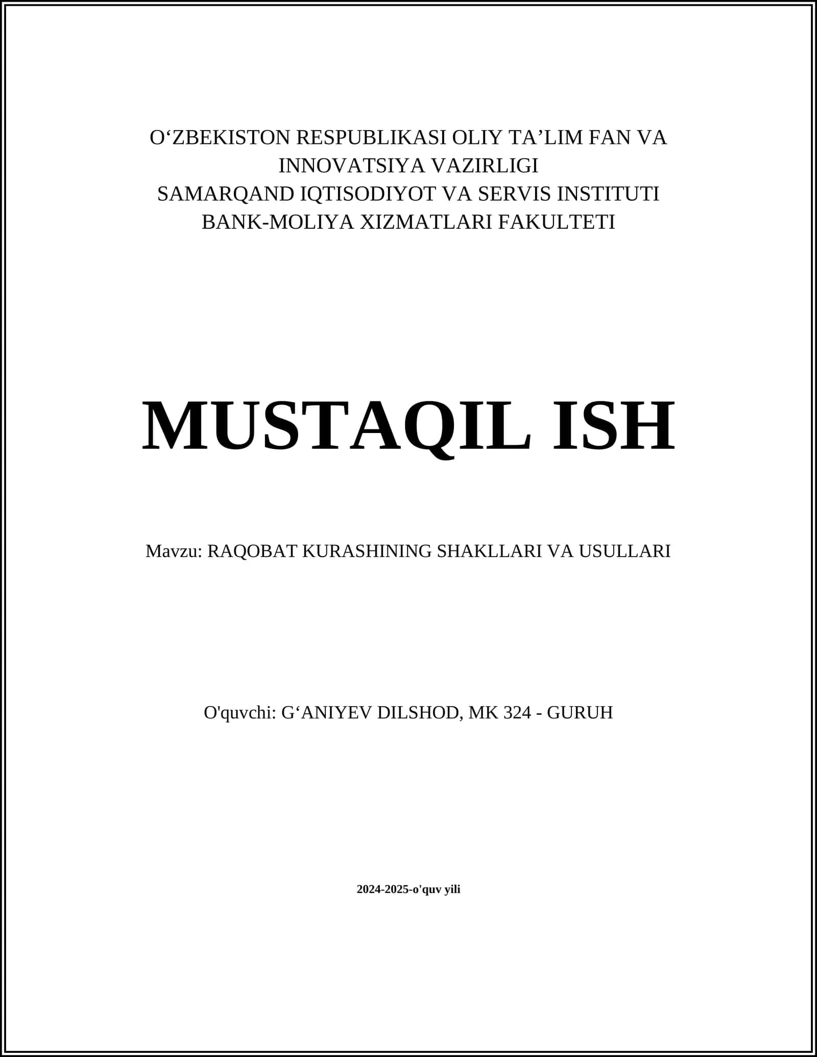 RAQOBAT KURASHINING SHAKLLARI VA USULLARI