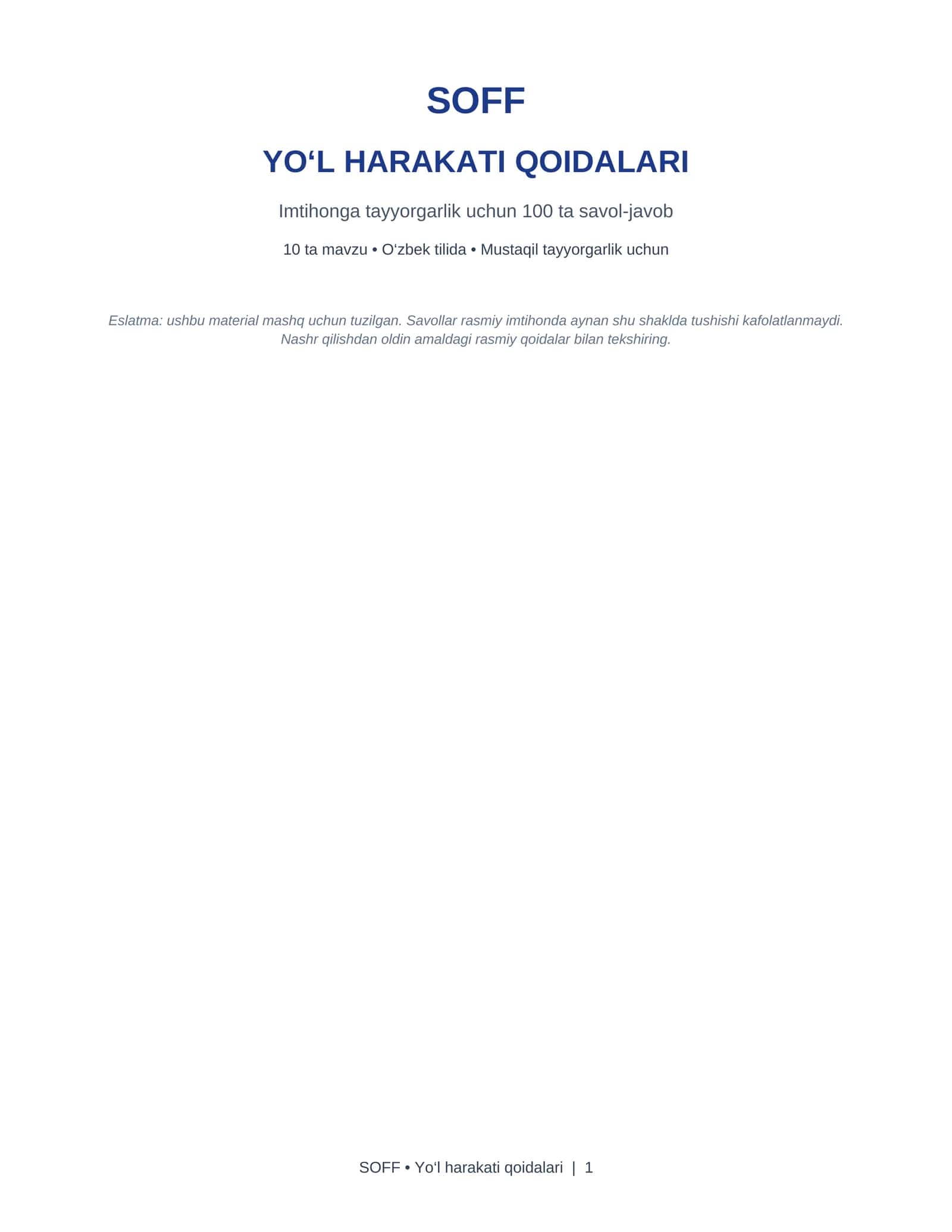YO‘L HARAKATI QOIDALARI