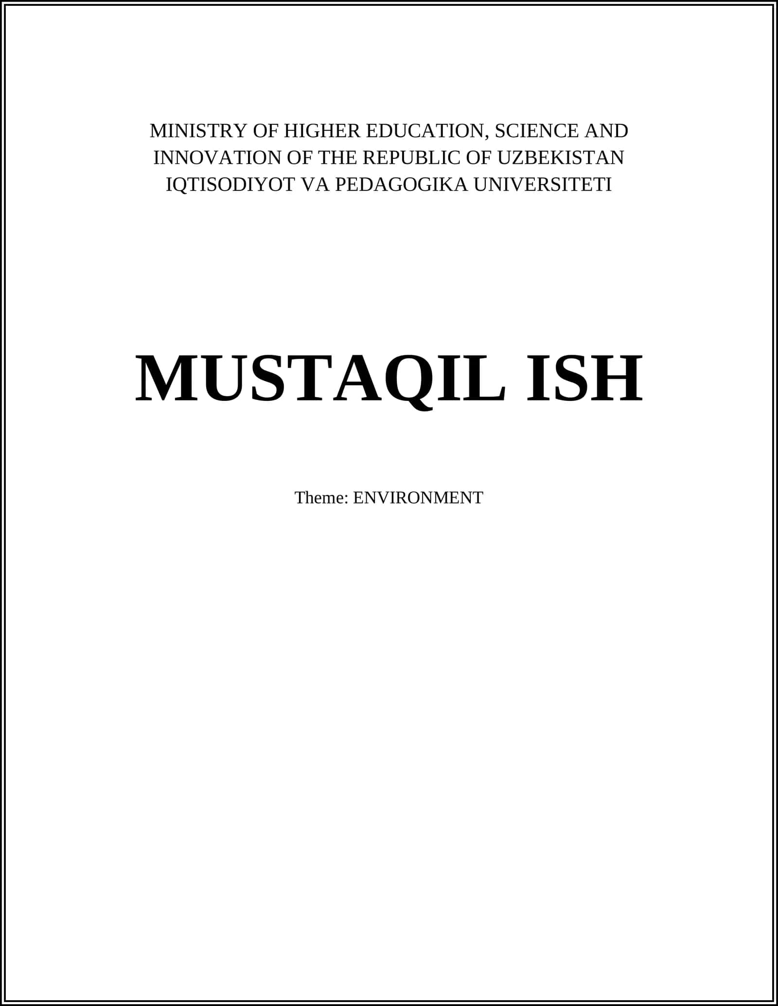 MUSTAQIL ISH: Climate Change