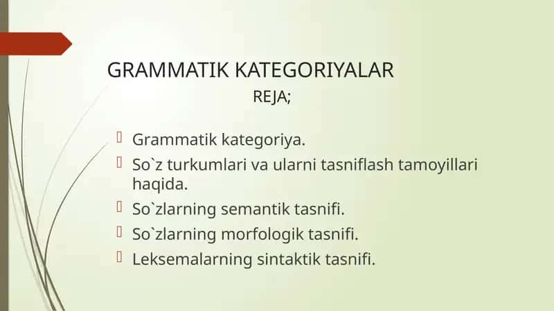 GRAMMATIK KATEGORIYALAR