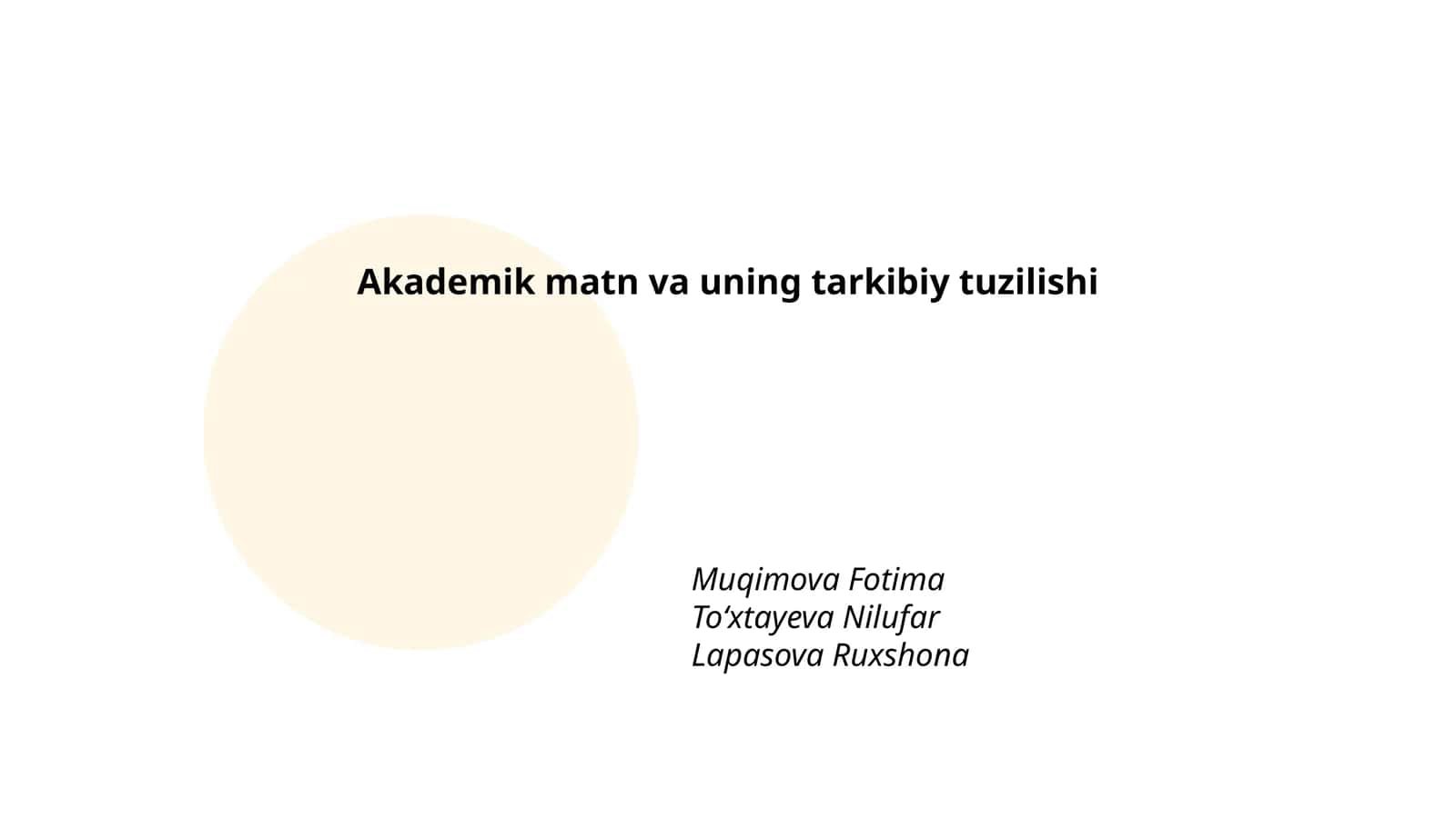Akademik matn va uning tarkibiy tuzilishi