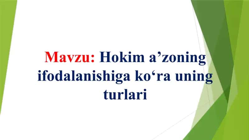 Hokim a’zoning ifodalanishiga ko‘ra uning turlari