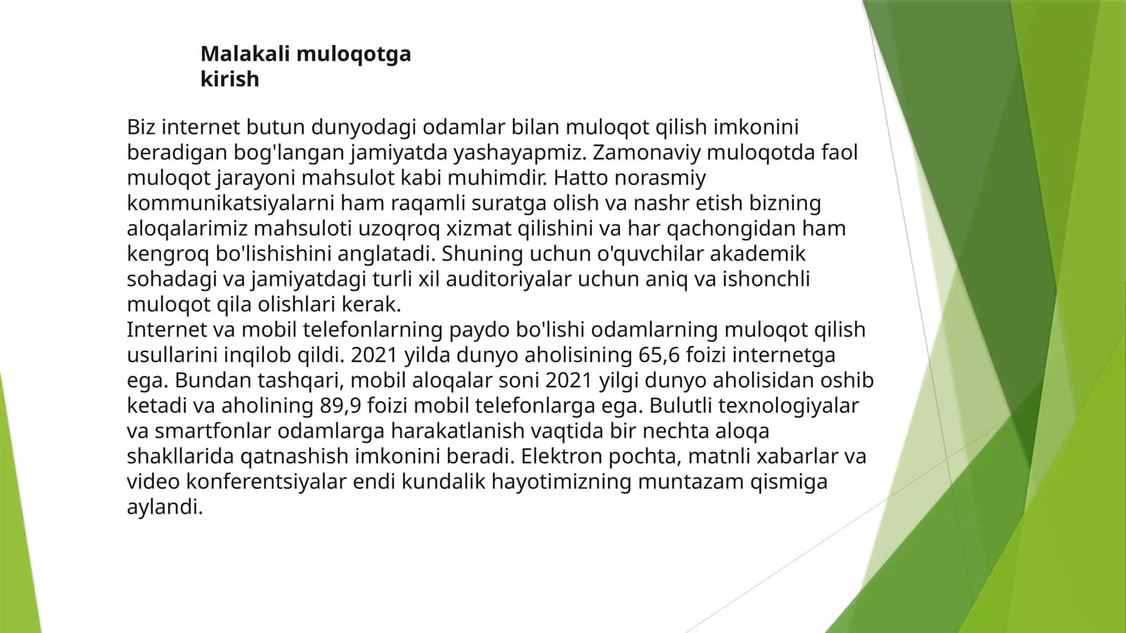 Malakali muloqotga kirish