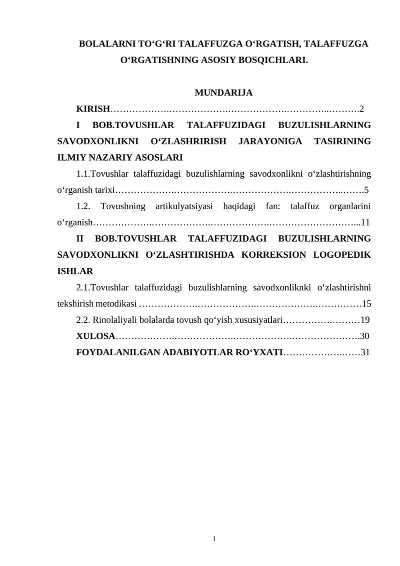 Bolalarni To'g'ri Talaffuzga O'rgatish, Talaffuzga O'rgatishning Asosiy Bosqichlari