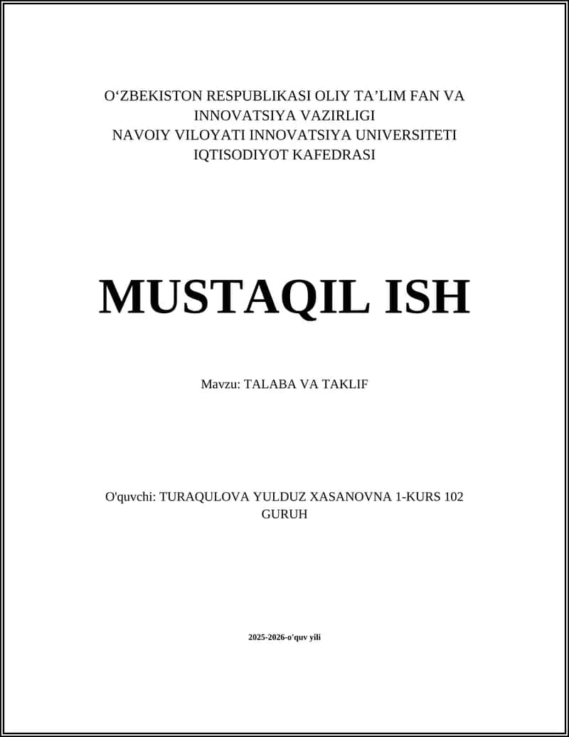 Talabalar takliflari orqali ta'lim sifatini oshirish