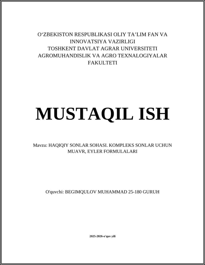 Haqiqiy Sonlar Maydoni