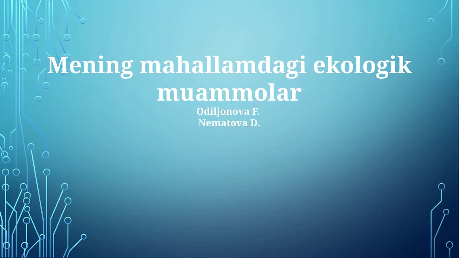 Mening mahallamdagi ekologik muammolar
