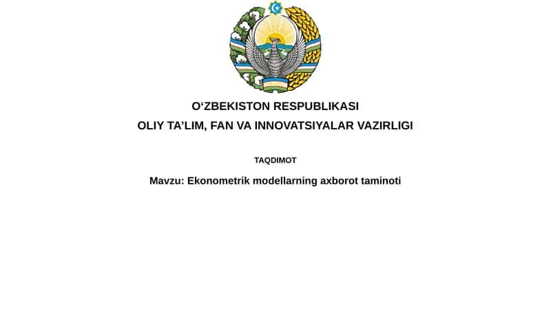 Ekonometrik modellarning axborot taminoti