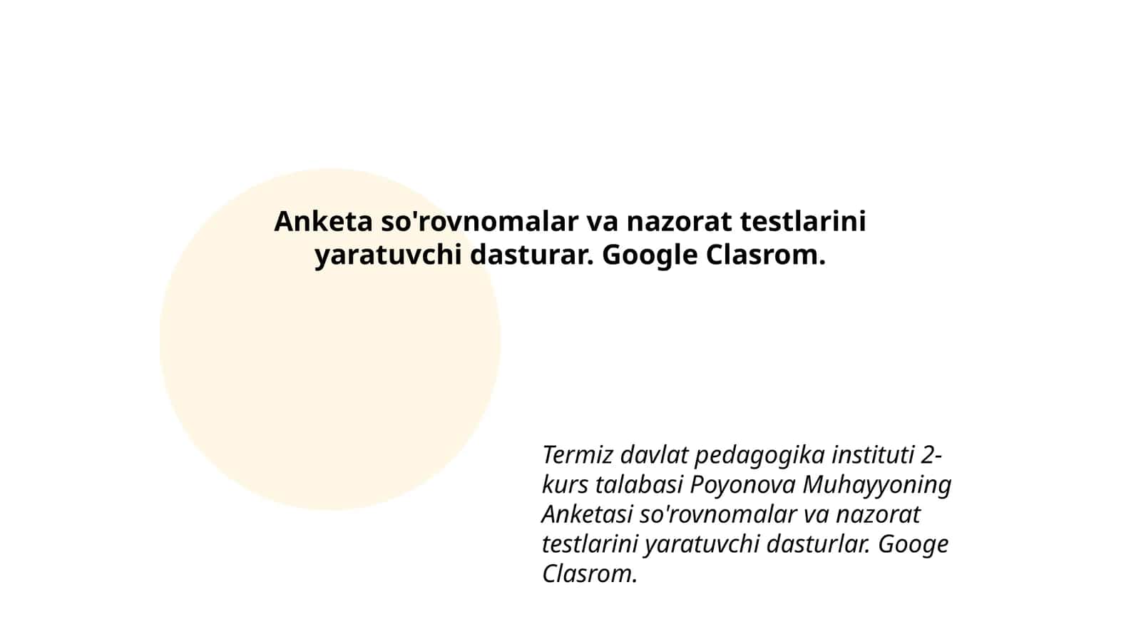 Anketa so'rovnomalar va nazorat testlarini yaratuvchi dasturar