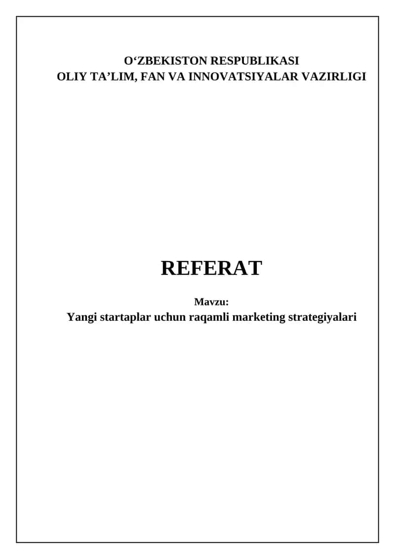 Yangi startaplar uchun raqamli marketing strategiyalari