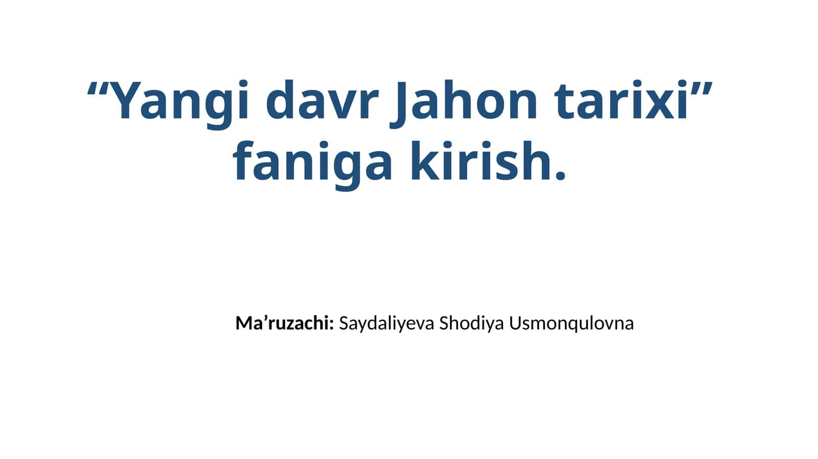 Yangi davr Jahon tarixi