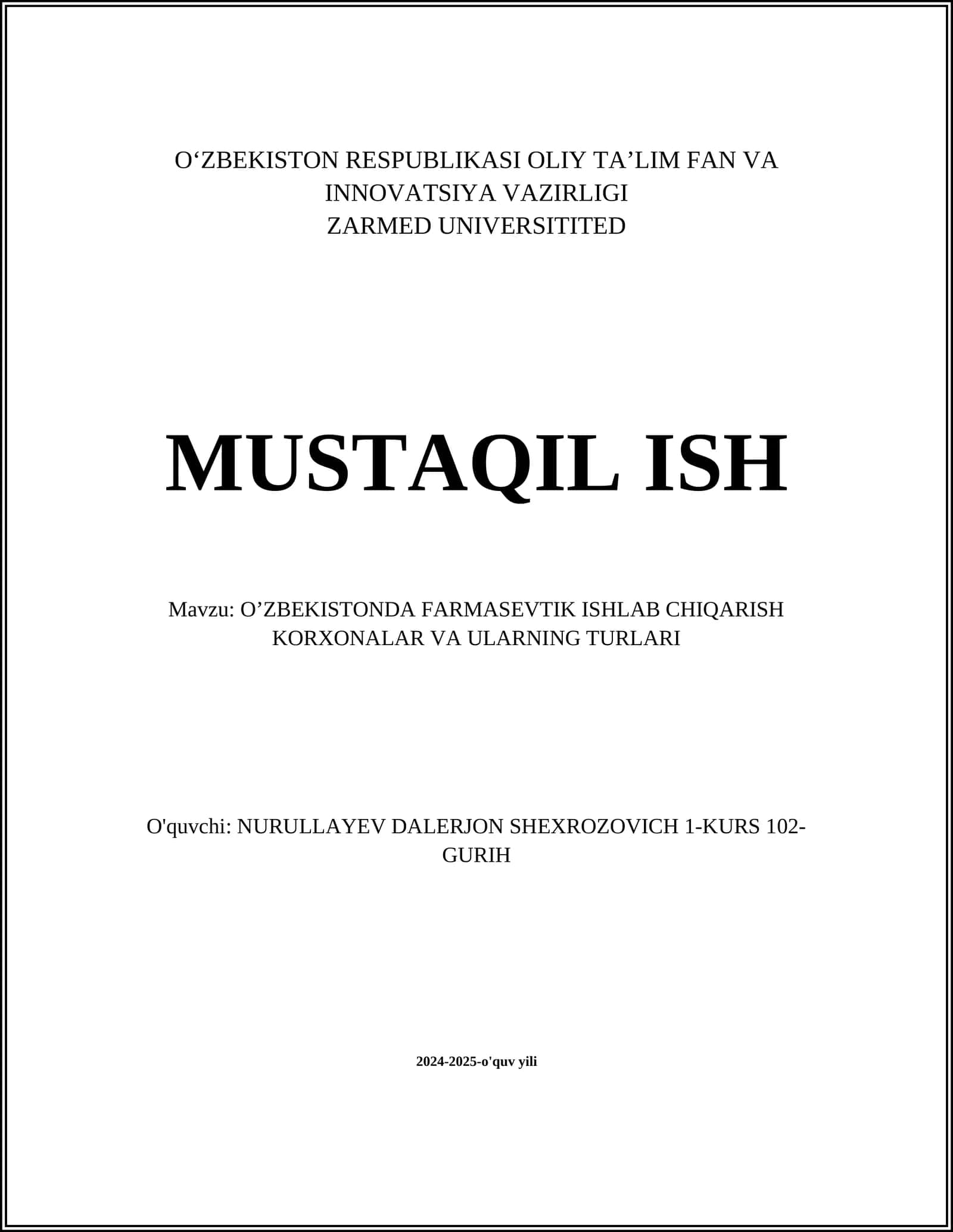 O‘zbekistonda Farmasevtik Ishlab Chiqarish Korxonalari va Ularning Turlari