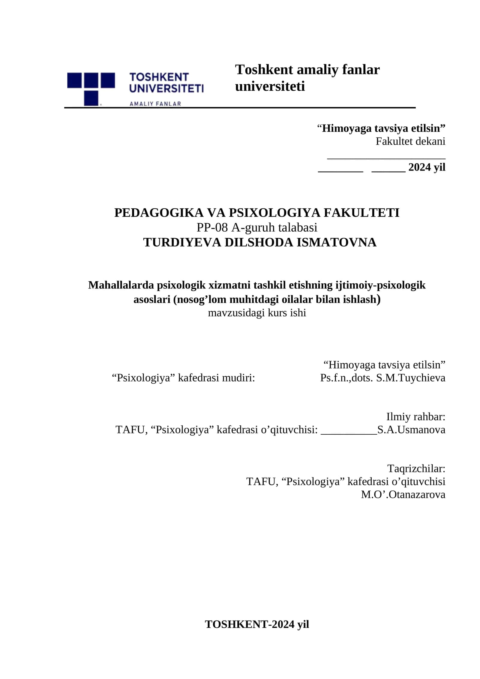 Psixologiya: Mahallalar bilan ishlash
