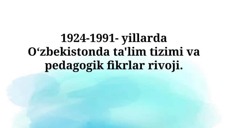Pedagogika fikrlar va ta'lim uslublari