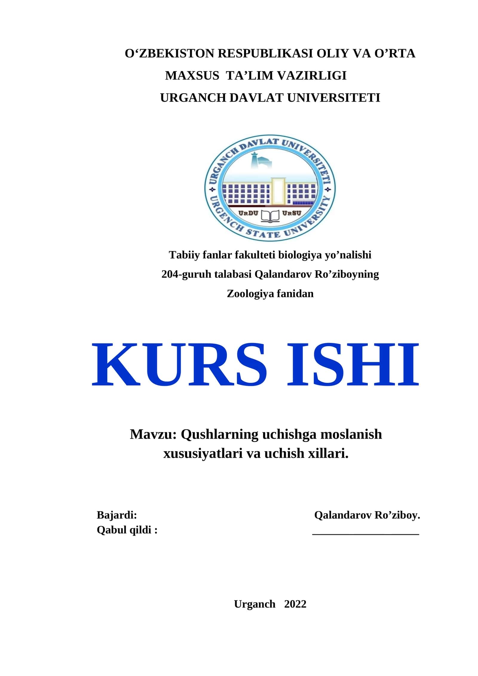 Qushlarning uchishga moslanish xususiyatlari va uchish xillari