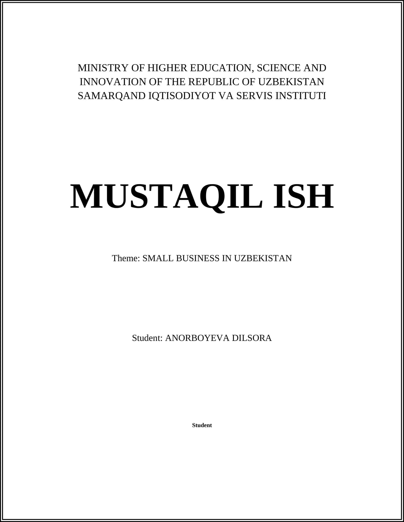 Legal Framework for Small Businesses in Uzbekistan