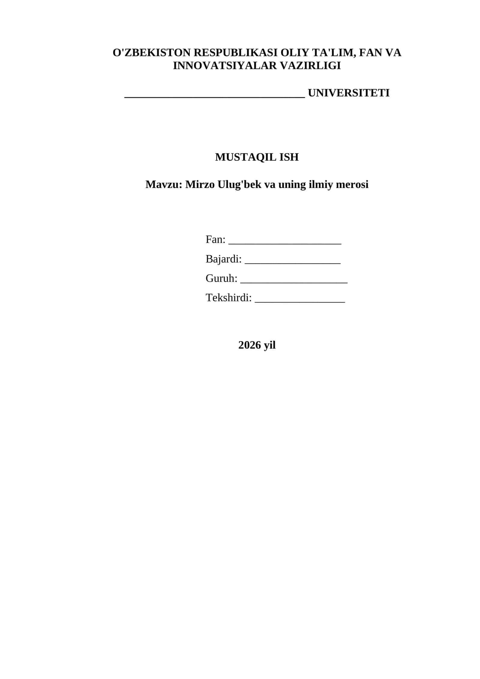 Mirzo Ulug'bek va uning ilmiy merosi