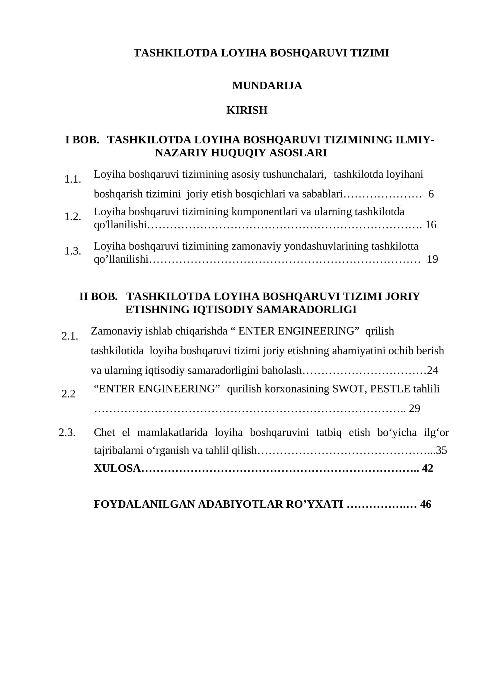 Tashkilotda loyiha boshqaruvi tizimi
