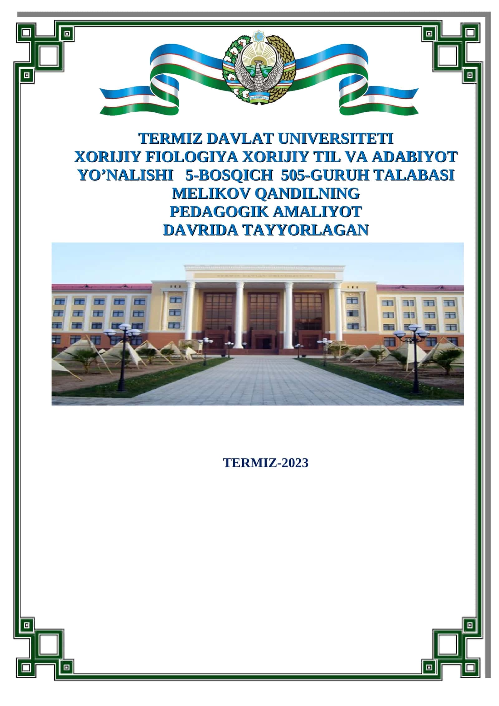 DIFFERENSIAL TENGLAMALAR VA MATEMATIK FIZIKA