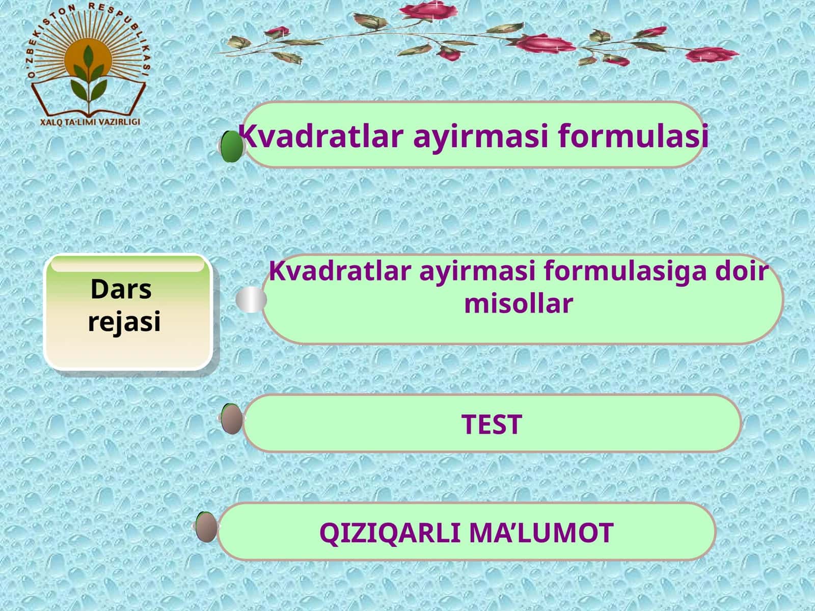 Kvadratlar ayirmasi formulasi