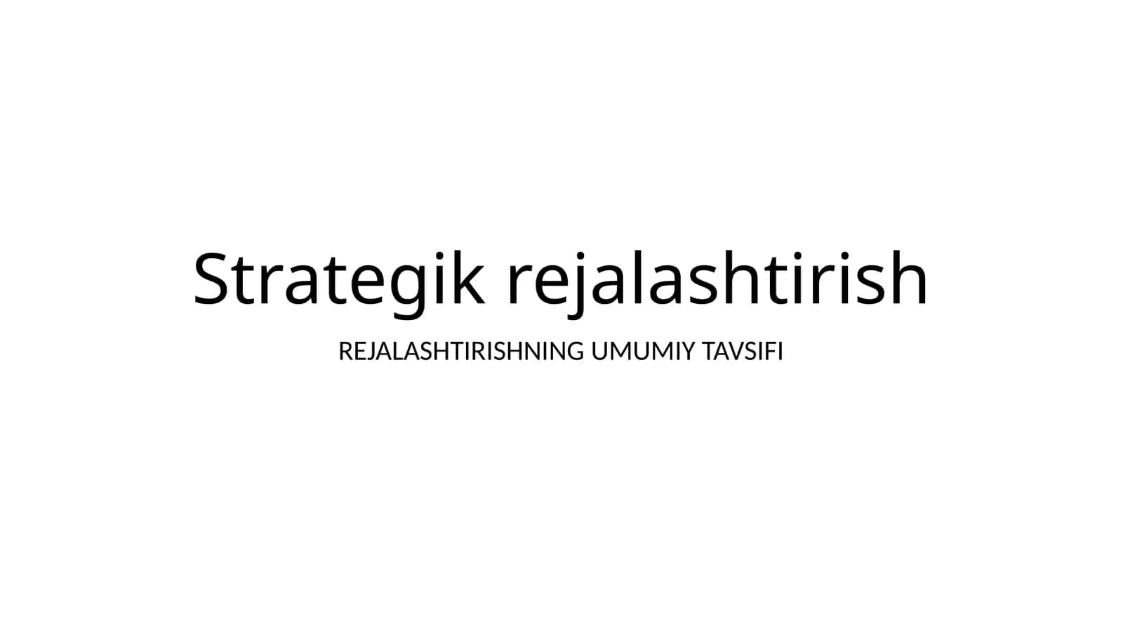 Strategik rejalashtirish