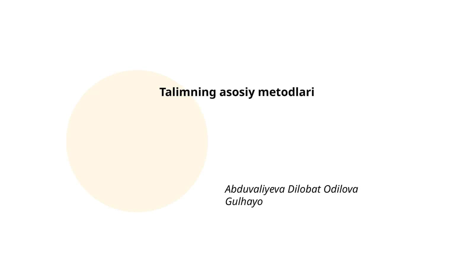 Talimning asosiy metodlari