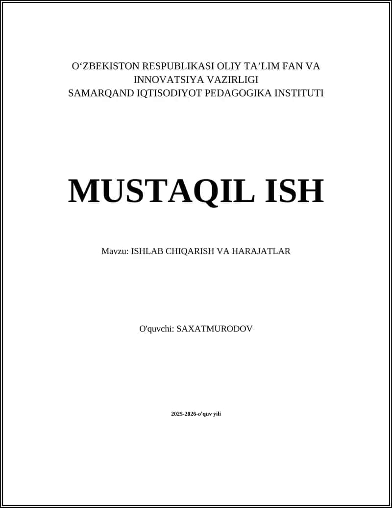 Ishlab chiqarish funksiyasi va mahsulot samaradorligi