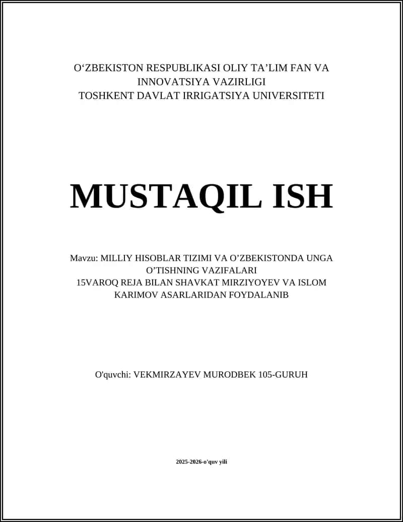 Milliy hisoblar tizimi