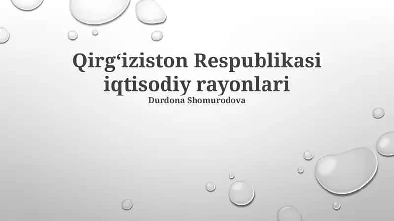 Qirgʻiziston Respublikasi iqtisodiy rayonlari
