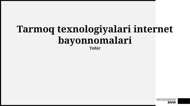 Simsiz Tarmoq Texnologiyalari