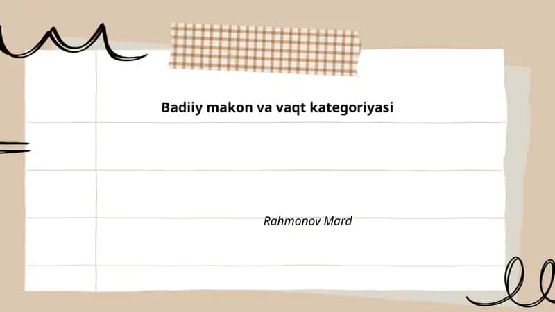Badiiy makon va vaqt kategoriyasi