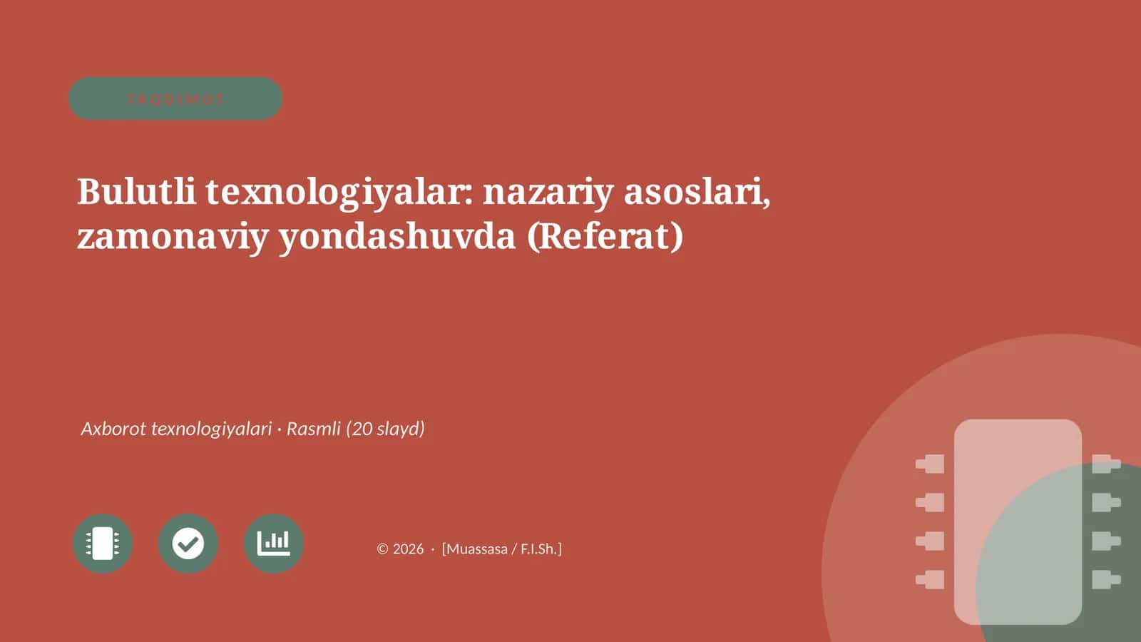Bulutli texnologiyalar: nazariy asoslari, zamonaviy yondashuvda (Referat)