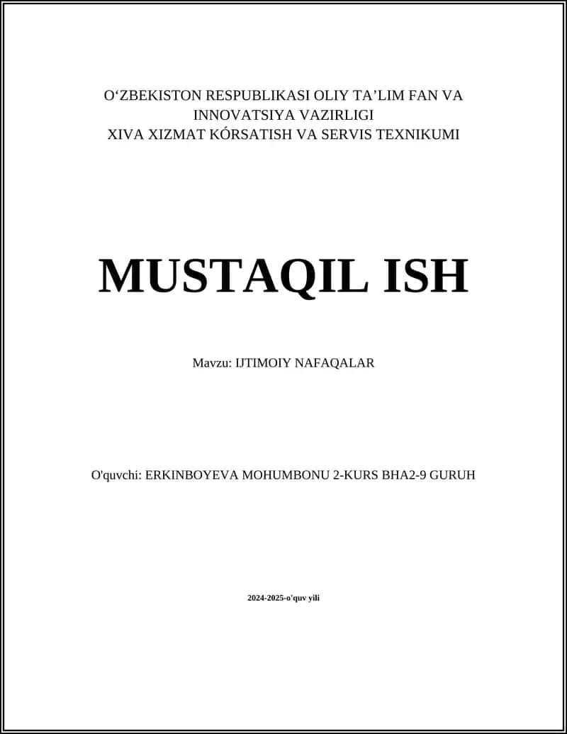 IJTIMOIY NAFAQALAR