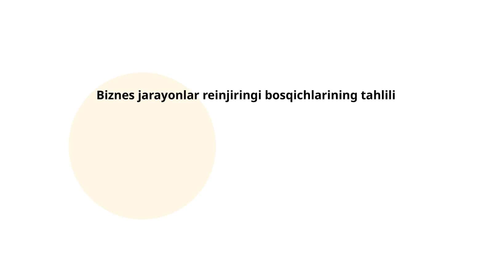 Biznes jarayonlar reinjiringi bosqichlarining tahlili