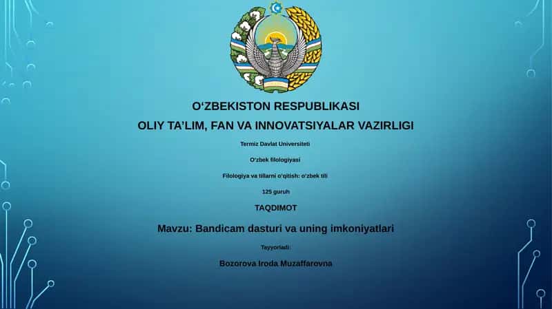 Bandicam dasturi va uning imkoniyatlari