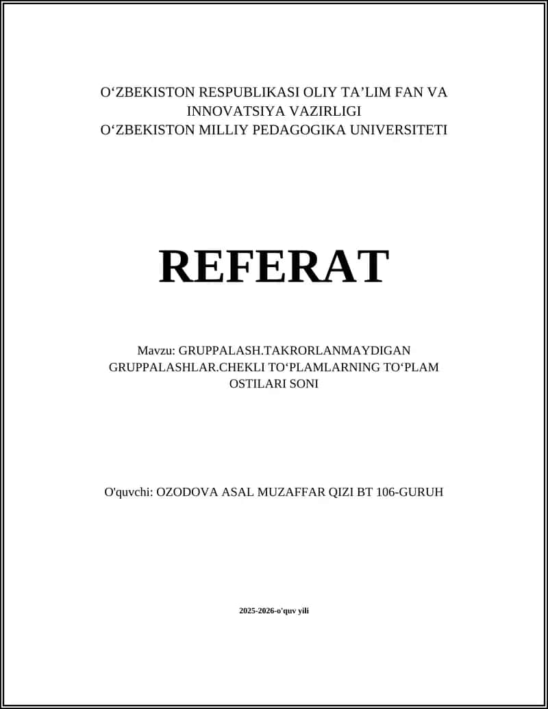 Takrorlanmaydigan kombinatsiyalarning taʼrifi va asosiy formulasi C(n,k)