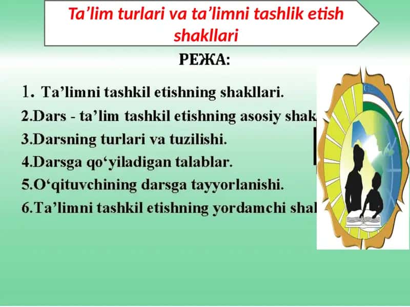 Ta’lim turlari va ta’limni tashlik etish shakllari