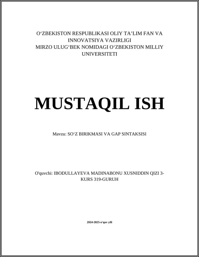 SOʻZ BIRIKMASI VA GAP SINTAKSISI