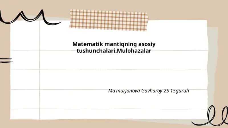 Matematik mantiqning asosiy tushunchalari