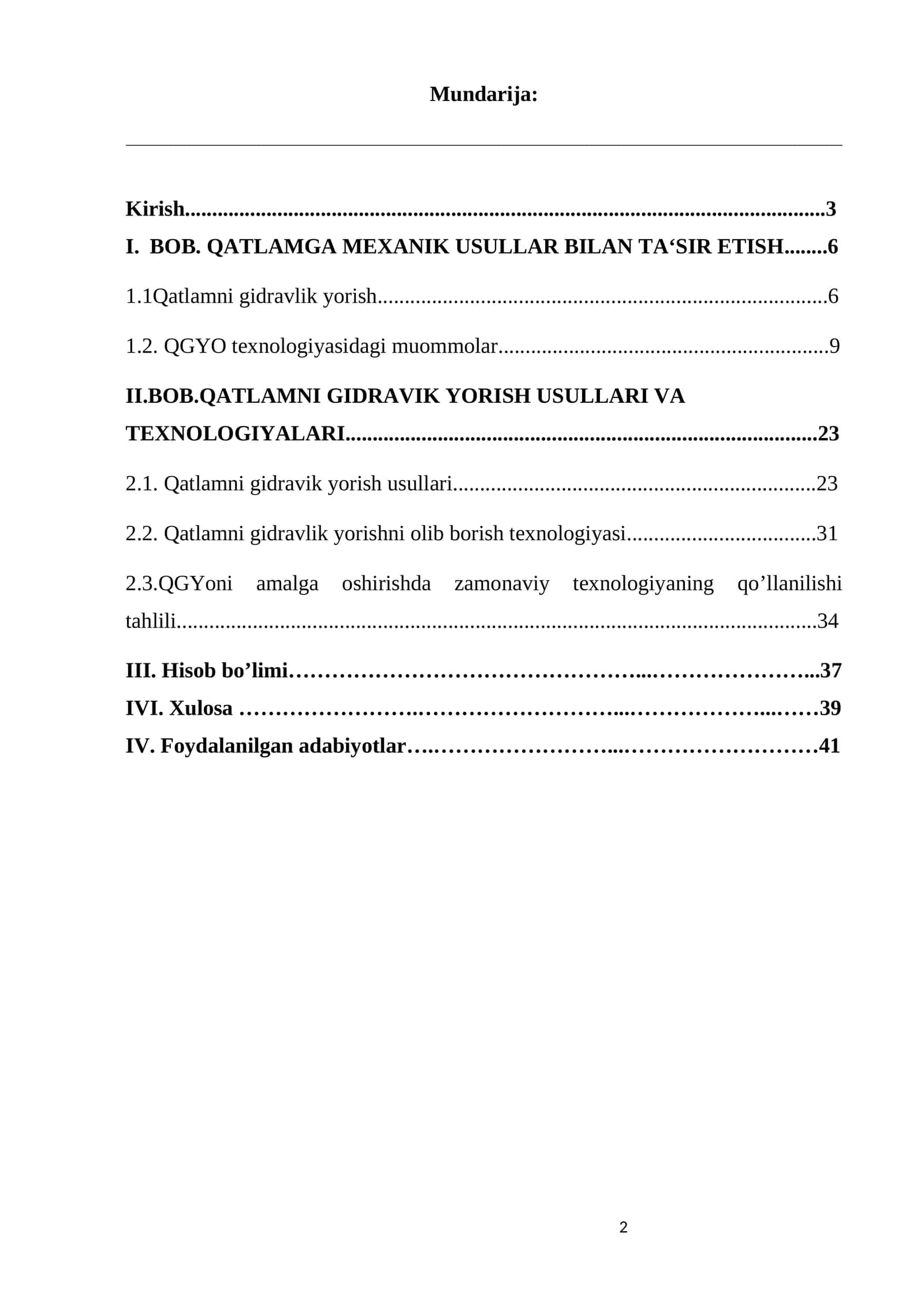 QATLAMNI GIDRAVIK YORISH USULLARI VA TEXNOLOGIYALARI
